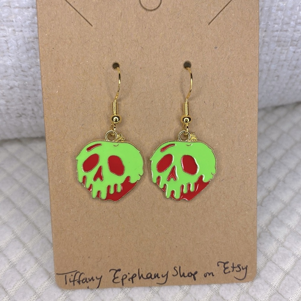 Disney Inspired Poison Apple Dangly Earrings (small) NWT
